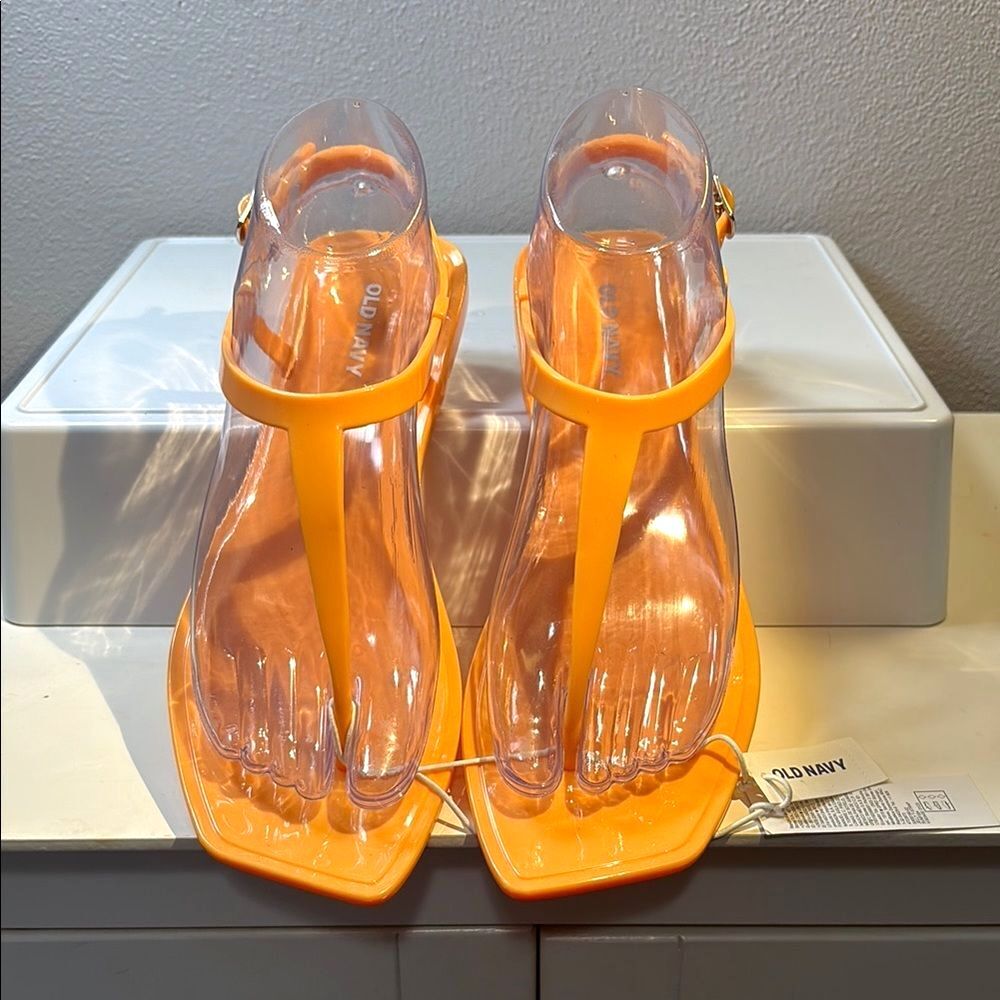 NWT Old Navy Orange Strap Sandals size 7